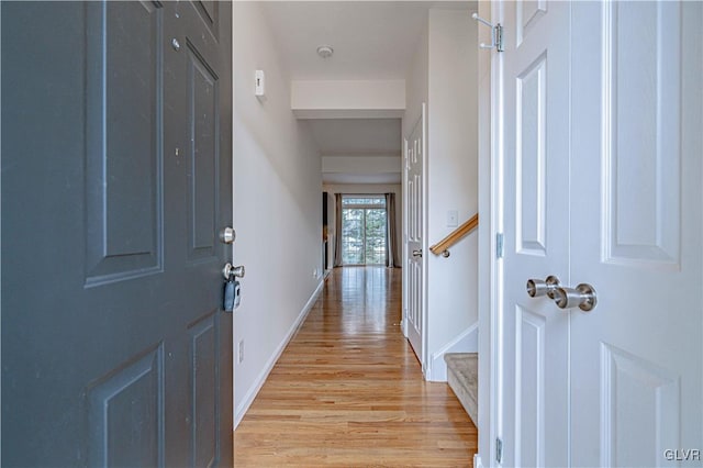 entrance foyer with light hardwood / wood-style flooring