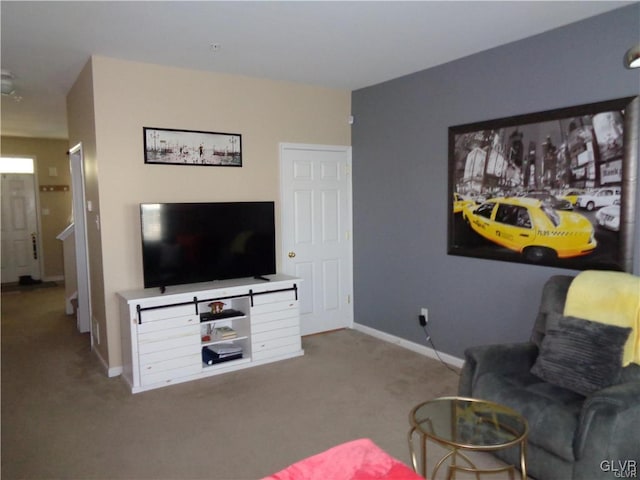 living room featuring carpet floors