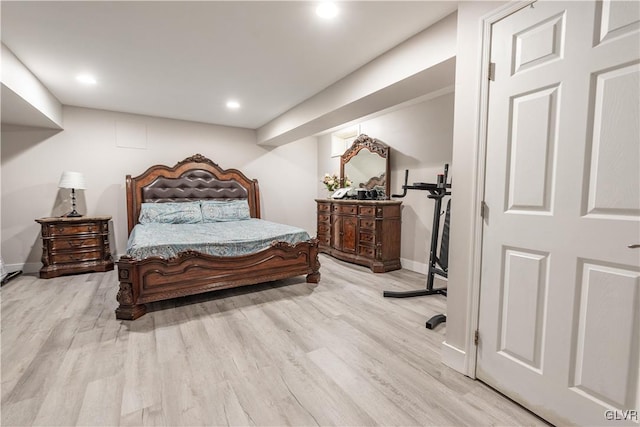 bedroom with light hardwood / wood-style flooring