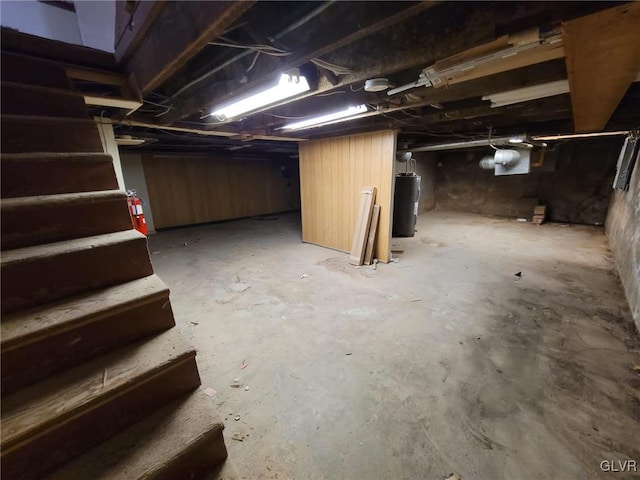 basement featuring electric water heater