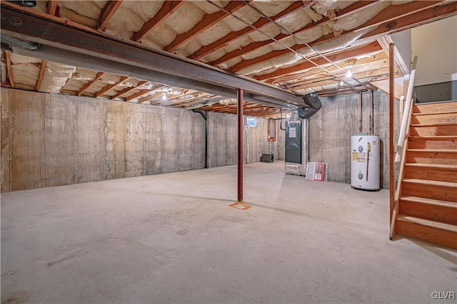 basement with water heater