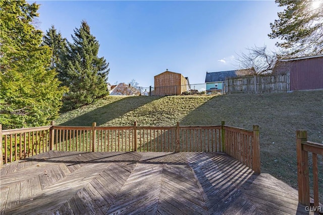 wooden deck with a yard