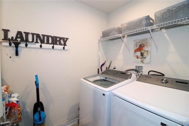 laundry room with washing machine and clothes dryer