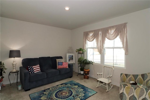 living room with carpet