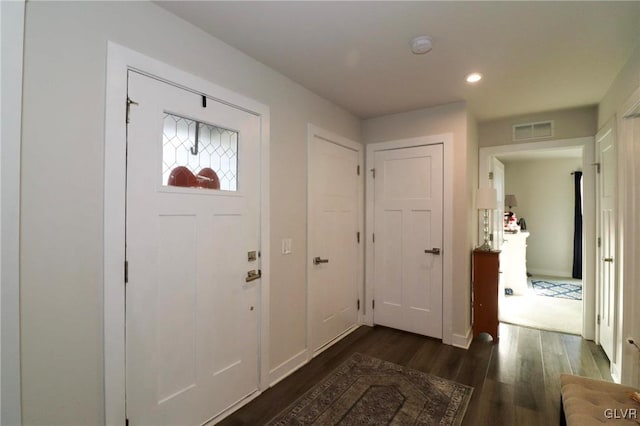 entrance foyer with dark wood-type flooring