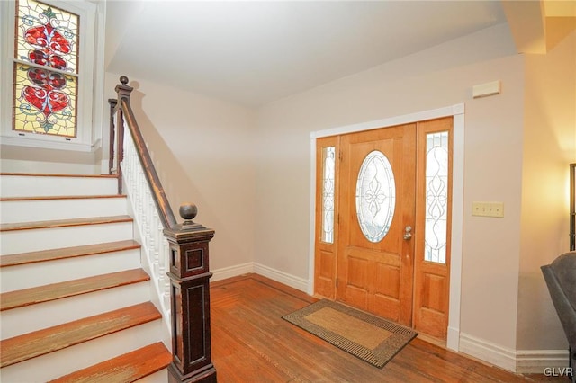 foyer entrance featuring hardwood / wood-style floors