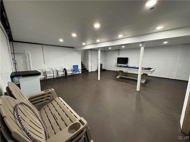 basement featuring pool table