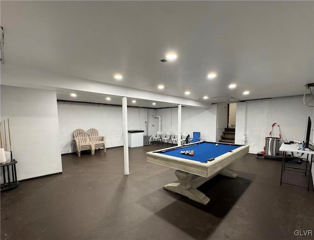 recreation room featuring pool table