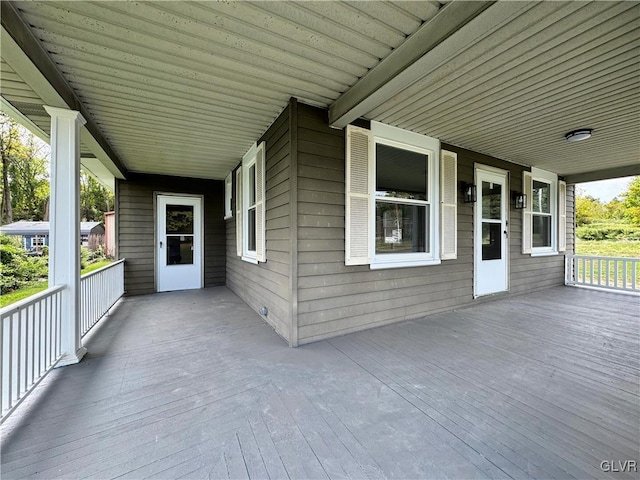 wooden terrace with covered porch