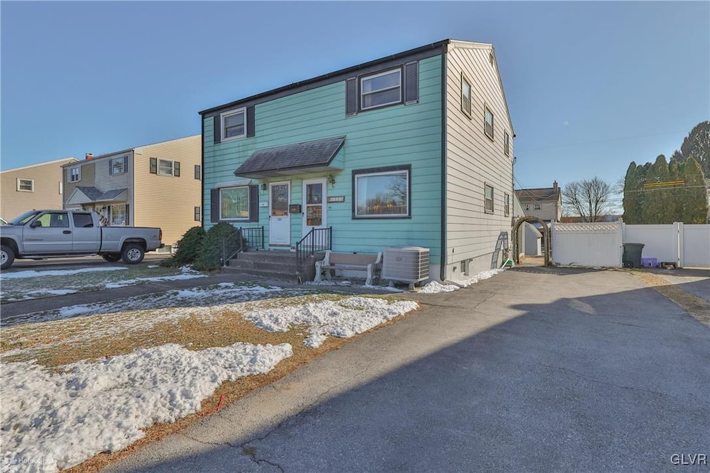 view of front of home with central AC unit