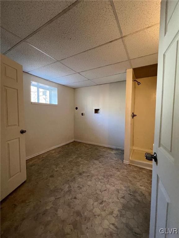 basement with a drop ceiling