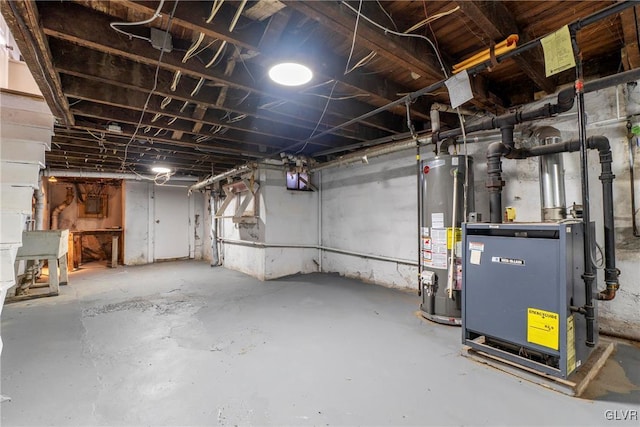 basement with gas water heater