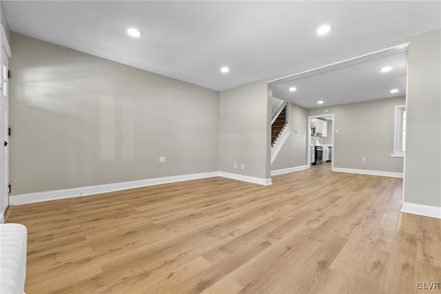 unfurnished living room featuring light hardwood / wood-style floors