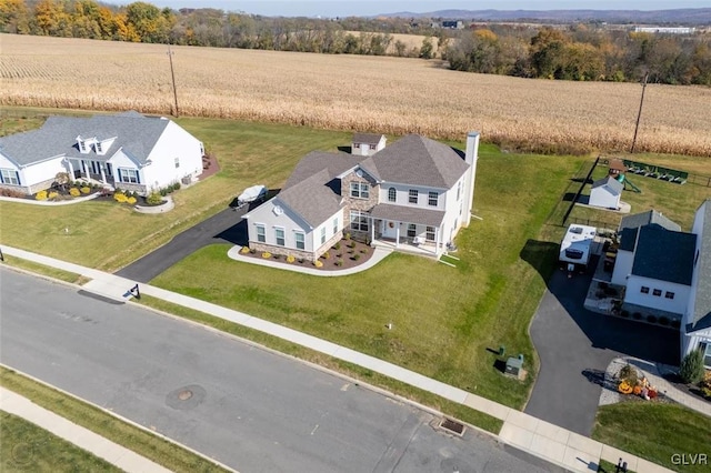 drone / aerial view with a rural view