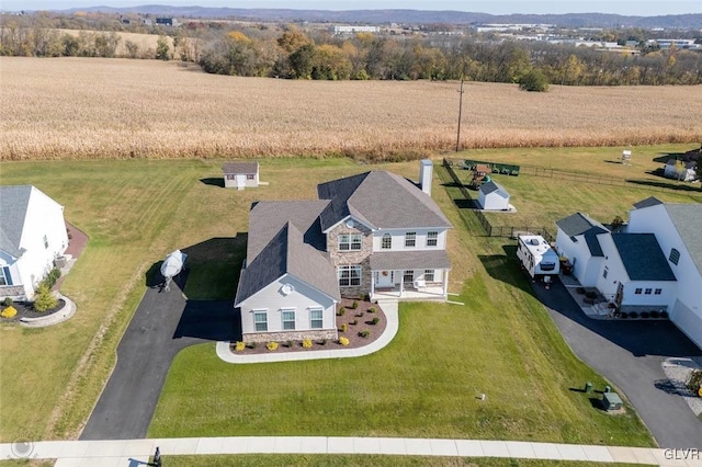 aerial view with a rural view