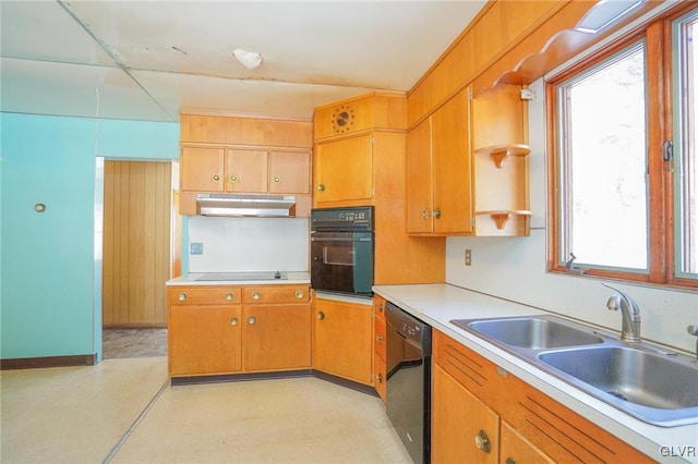 kitchen with sink and black appliances