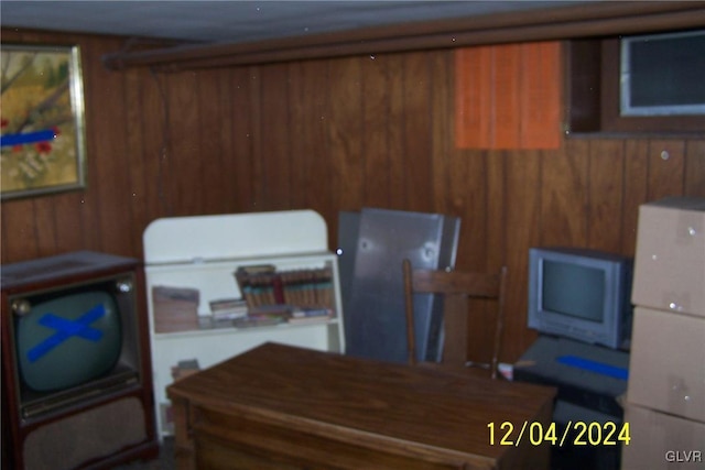 interior space with wood walls