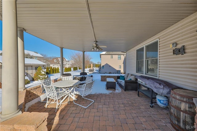 view of patio with ceiling fan