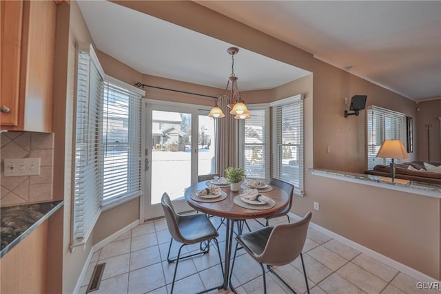 view of tiled dining room