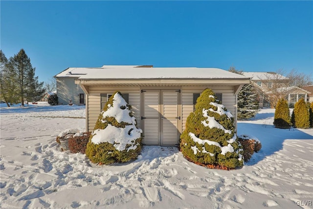 view of snow covered exterior