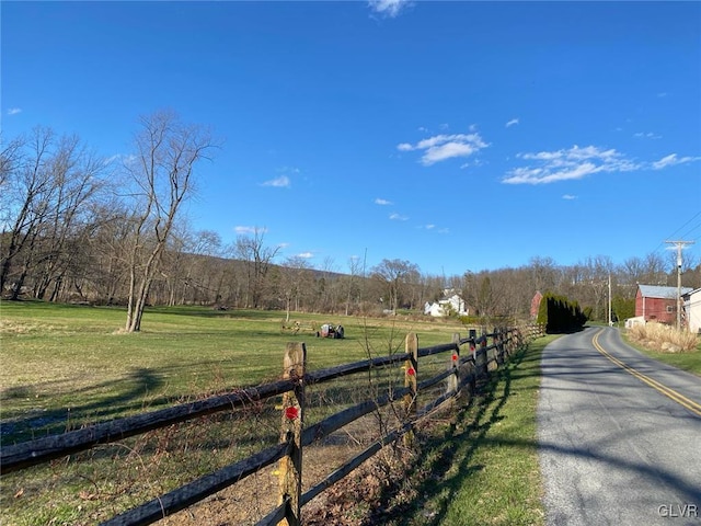 view of street featuring a rural view