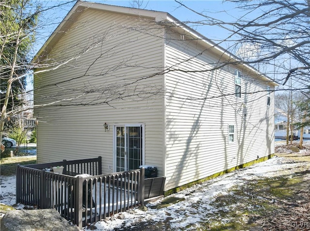 view of snow covered property