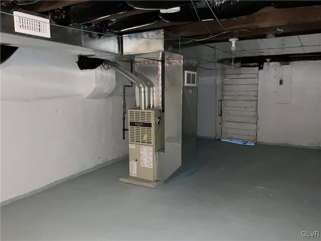 basement with heating unit