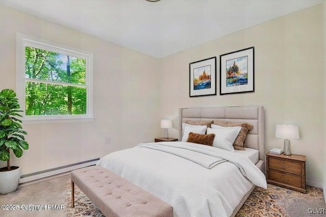 bedroom with a baseboard radiator