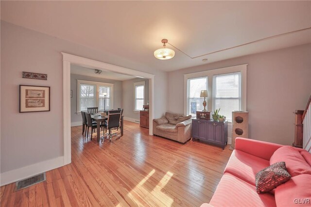 living room featuring light wood-type flooring