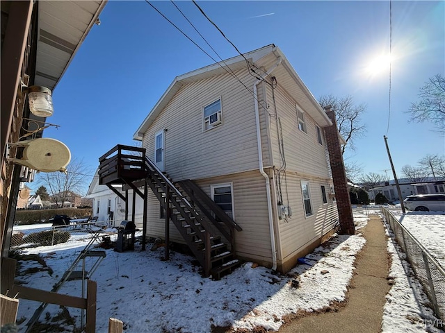 view of snow covered exterior