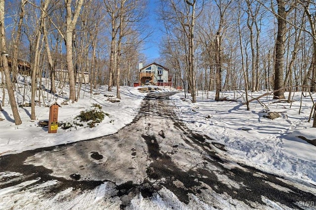 view of yard layered in snow