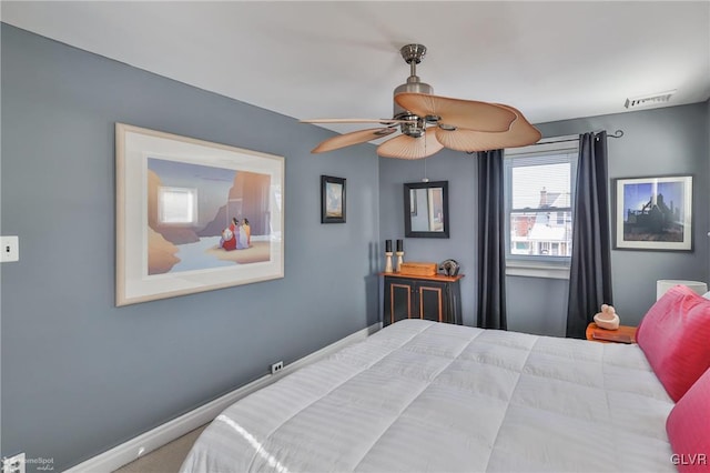 bedroom featuring ceiling fan