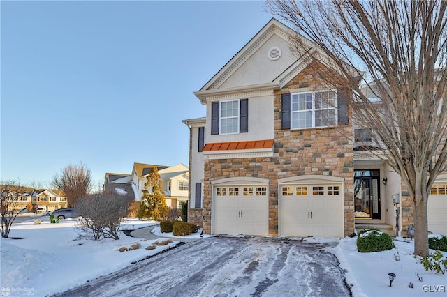 view of front property with a garage