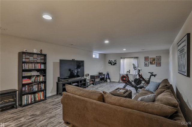 living room featuring hardwood / wood-style flooring