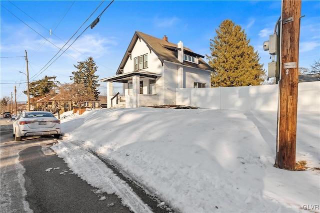 view of snow covered exterior