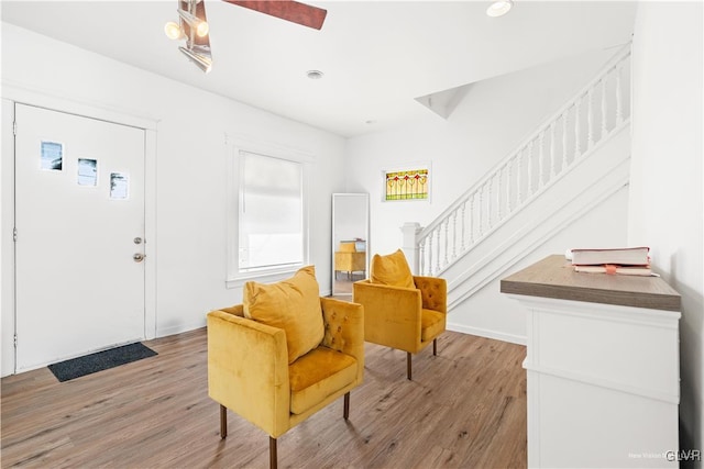 entryway with wood-type flooring