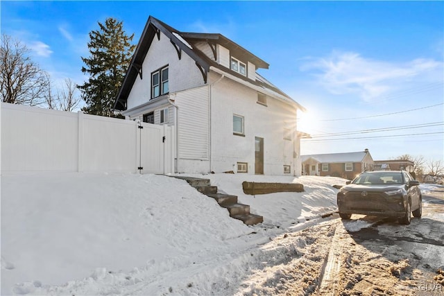 view of snow covered exterior