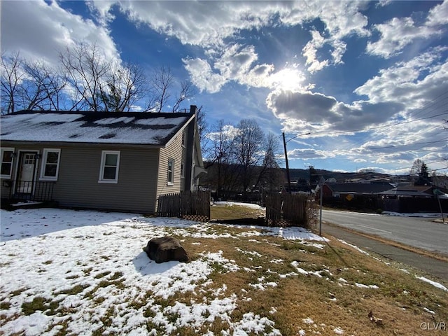 view of snowy exterior