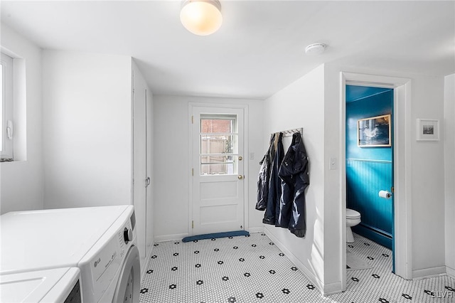 interior space with washer and dryer