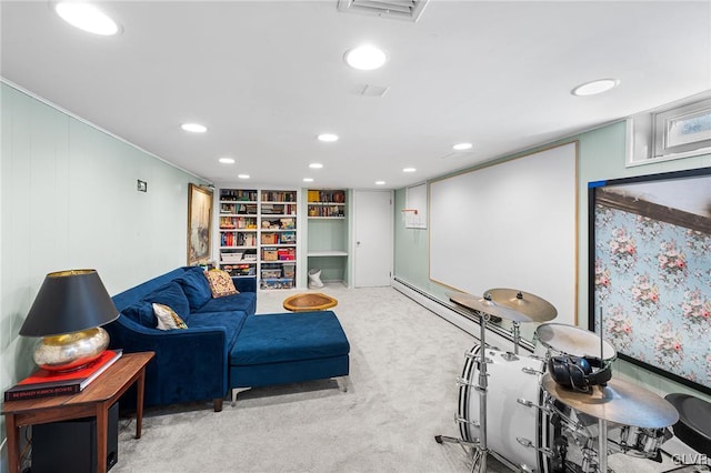 living room with carpet flooring