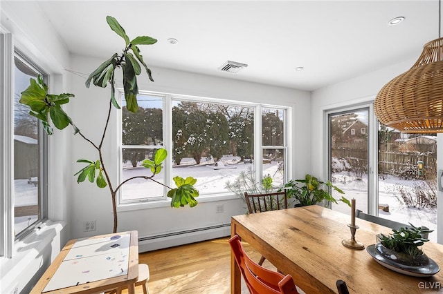 sunroom / solarium featuring a baseboard radiator