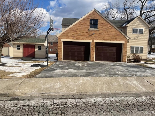 front facade with a garage