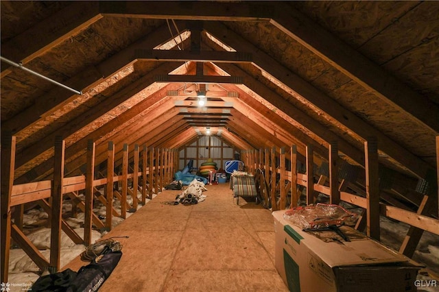 view of unfinished attic