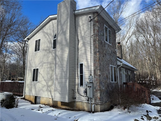 view of snow covered exterior