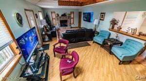 living room with hardwood / wood-style flooring