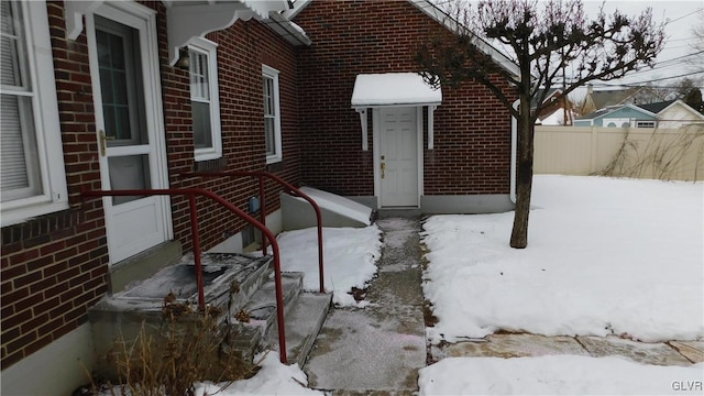 view of snow covered patio