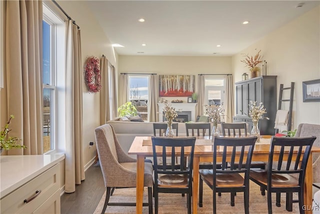 dining area with light wood-type flooring