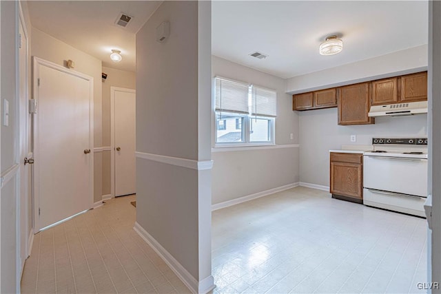 kitchen featuring white electric stove