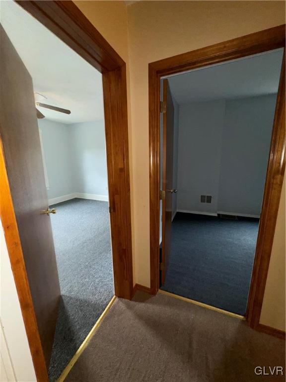 hallway with carpet flooring