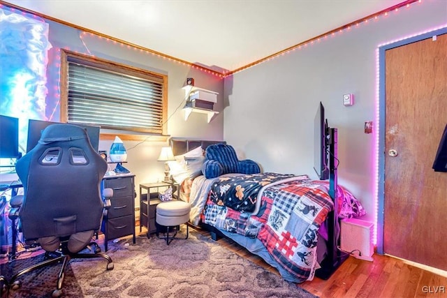 bedroom with wood-type flooring